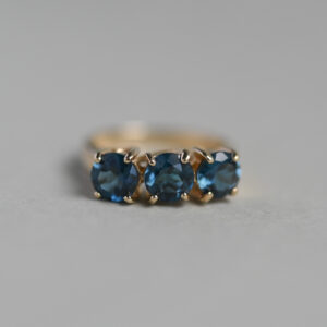 Aesthetic 9ct gold London topaz three stone ring