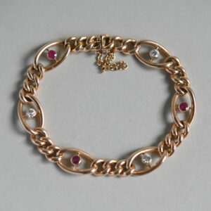 Exquisite Edwardian 15ct gold ruby and diamond bracelet c.1900 - 1910