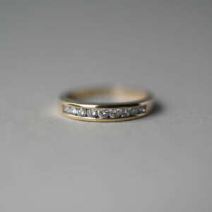 Classic 9ct gold channel set diamond band ring