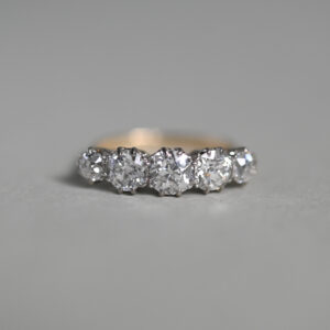 Classic Victorian 18ct gold 2.0 carat diamond five stone ring