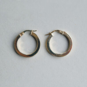 Classic pair of 9ct gold plain hoop earrings