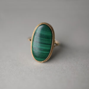 Vintage 9ct gold malachite ring