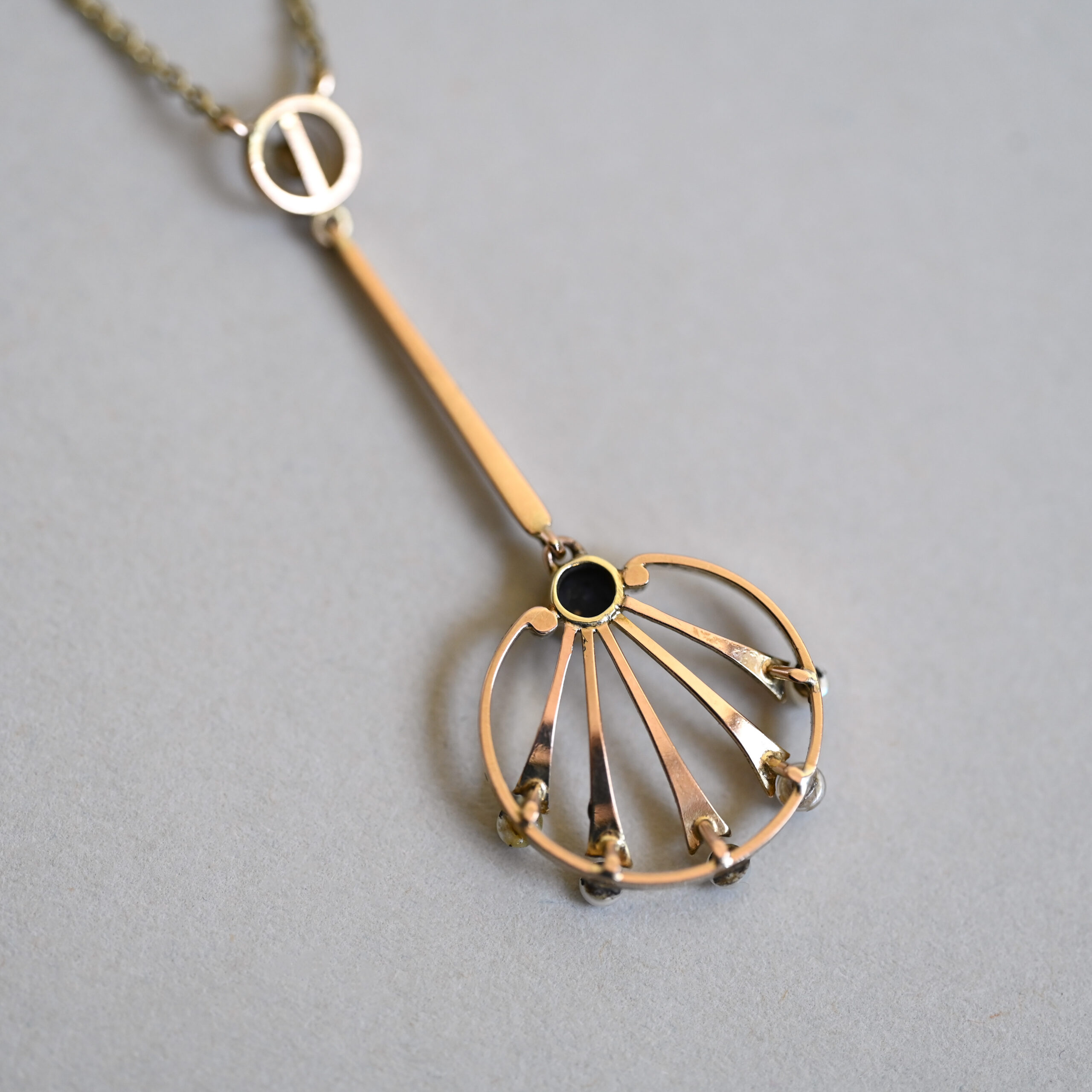 Antique Edwardian 15ct gold sapphire and pearl necklace c.1910 - Image 4