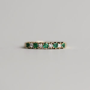 9ct gold diamond and emerald eternity band ring