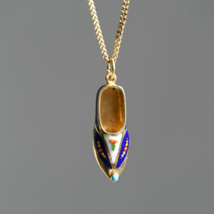Aesthetic 14ct gold enamel shoe pendant necklace