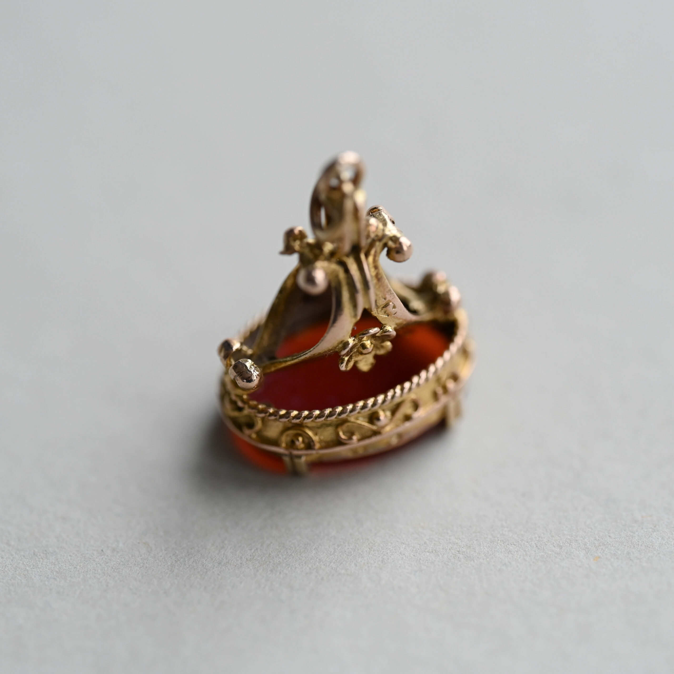 Antique 9ct gold carnelian fob pendant, c.1890s - Image 5
