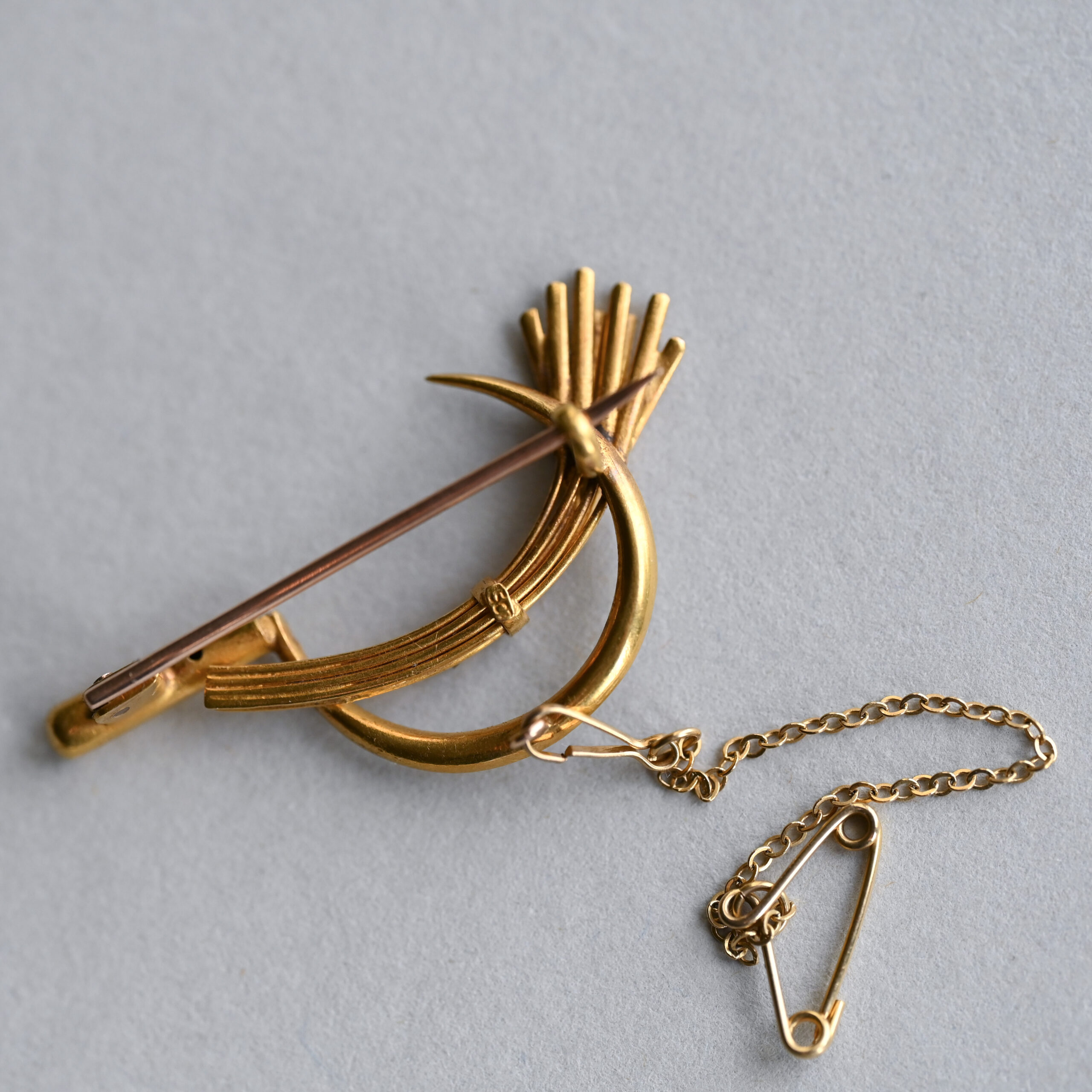 Antique Victorian 15ct gold sickle and wheat brooch, c.1860s - 1880s - Image 4