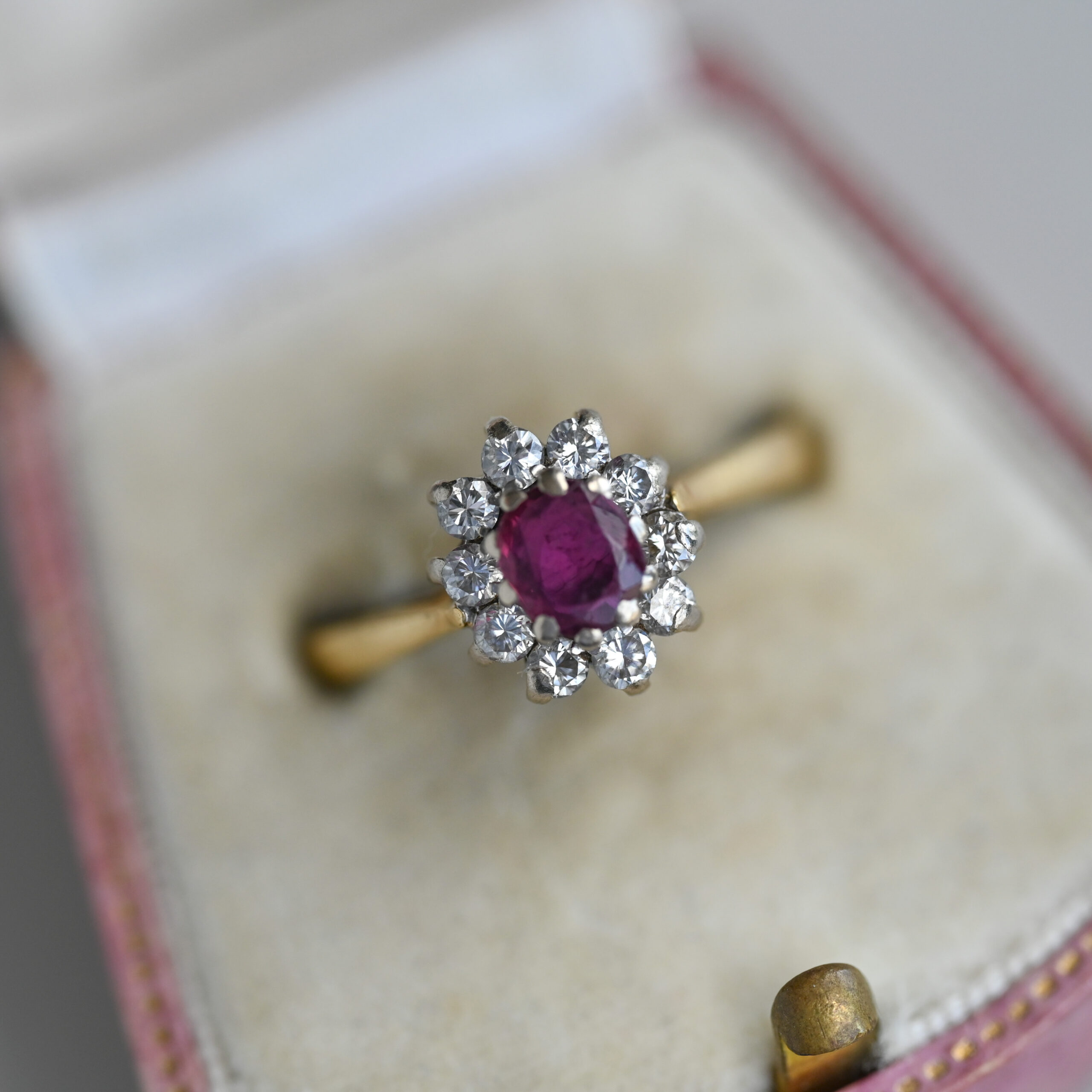 Classic 18ct gold ruby and mini diamond cluster ring - Image 2