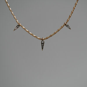 Aesthetic 9ct gold antique rose cut diamond shard conversion necklace