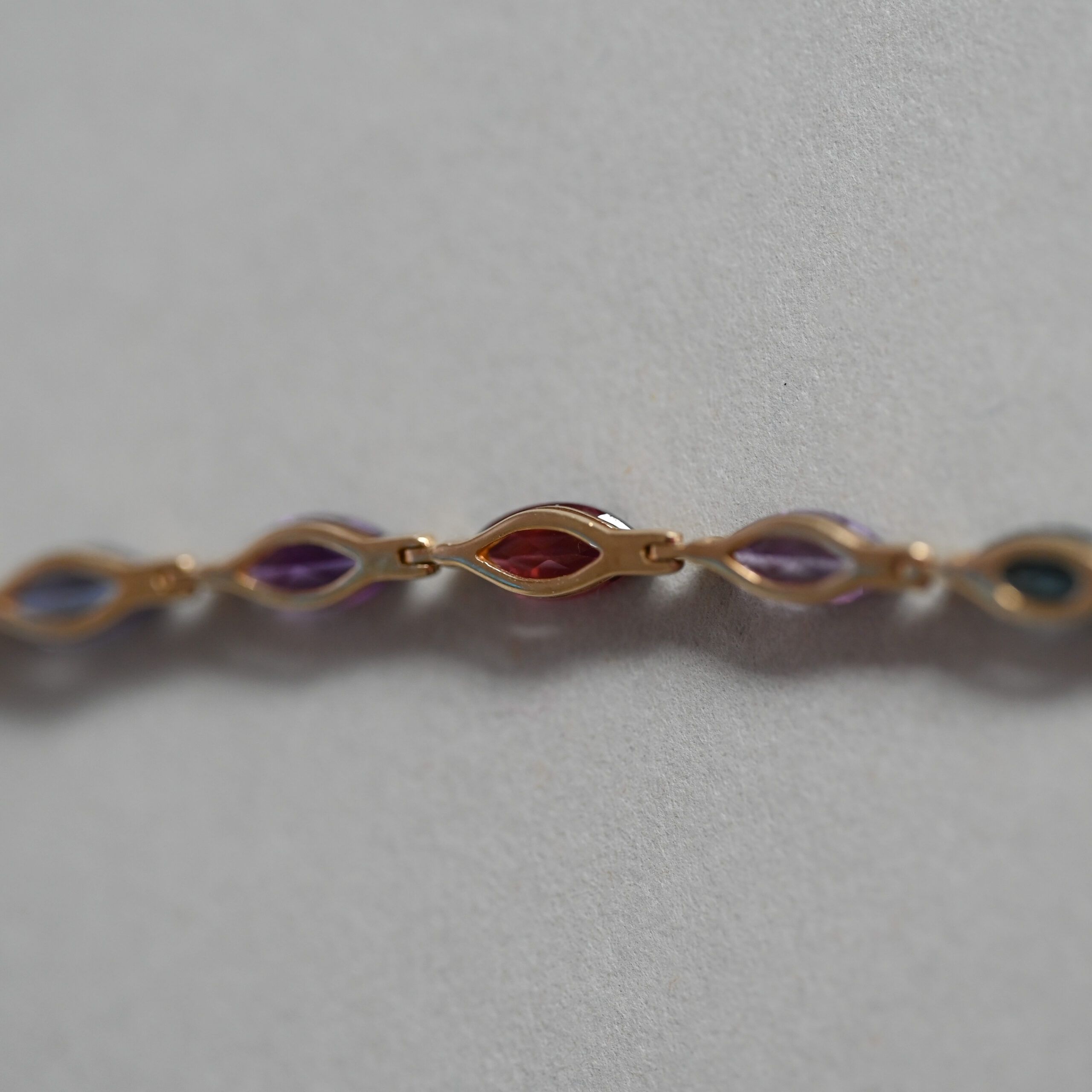 Aesthetic 9ct gold marquise cut multi gemstone bracelet - Image 5
