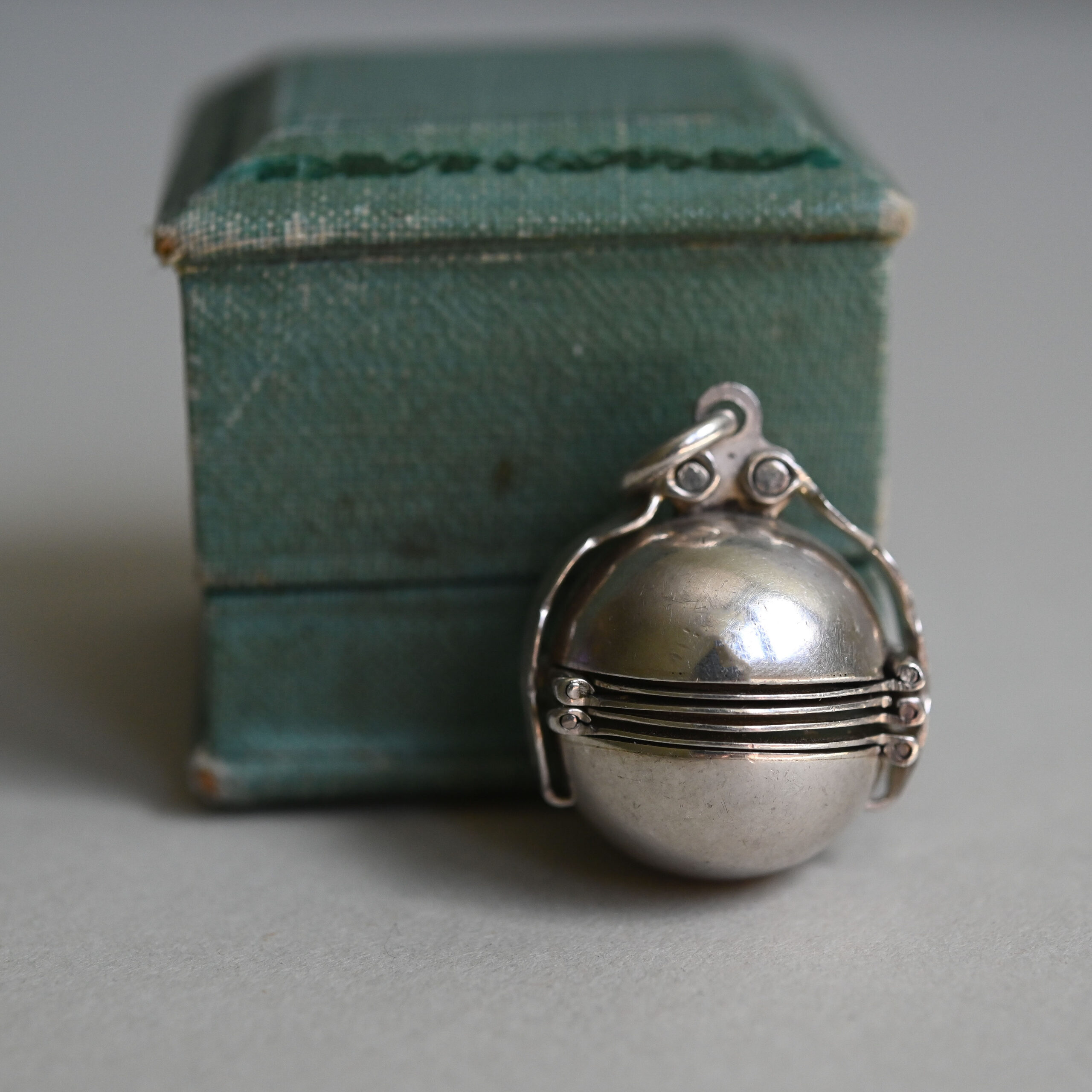 Novelty sterling silver opening locket orb pendant charm